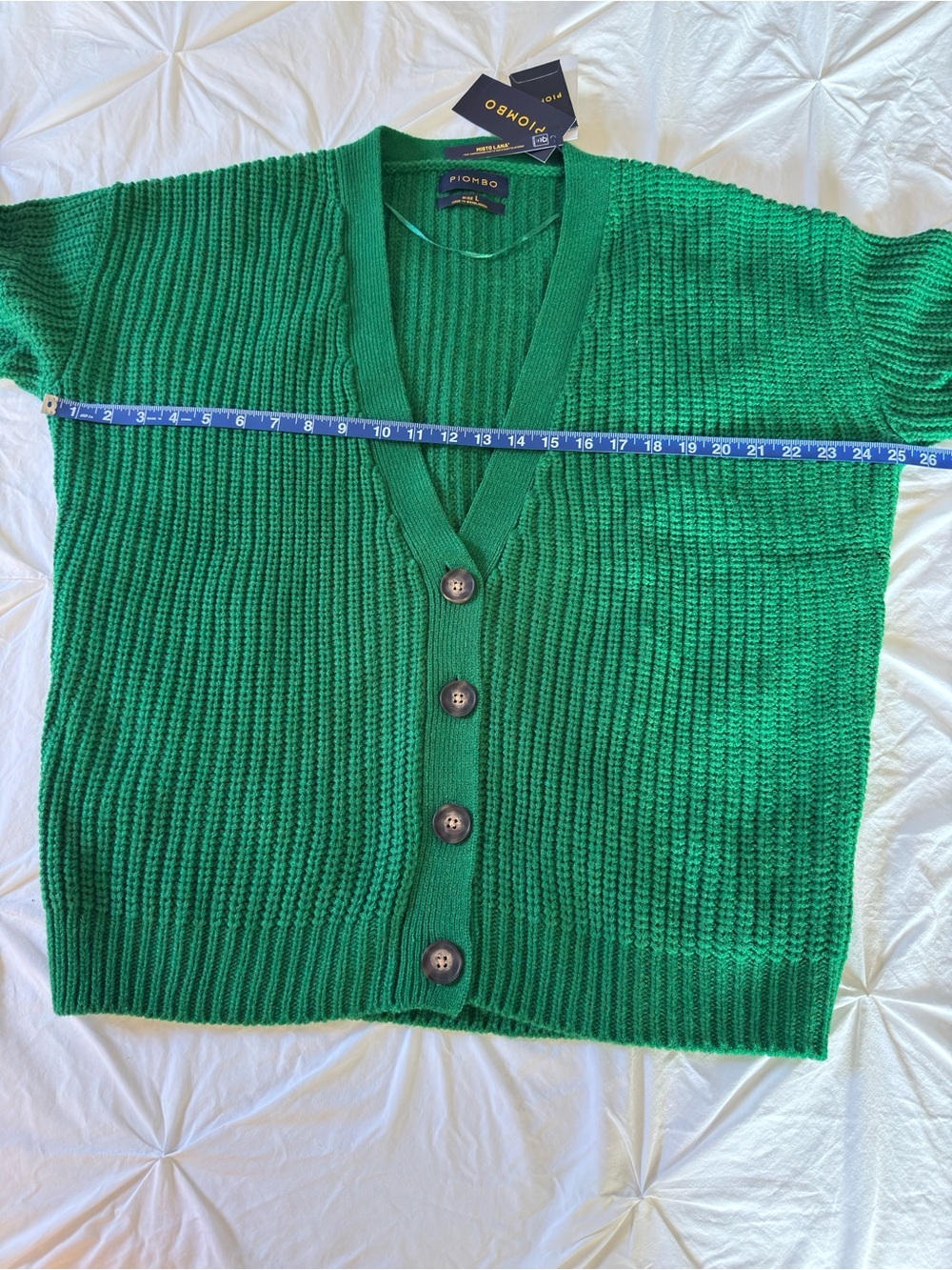 Piombo Green Oversized V-Neck Button Cardigan Sweater - Picture 8 of 9